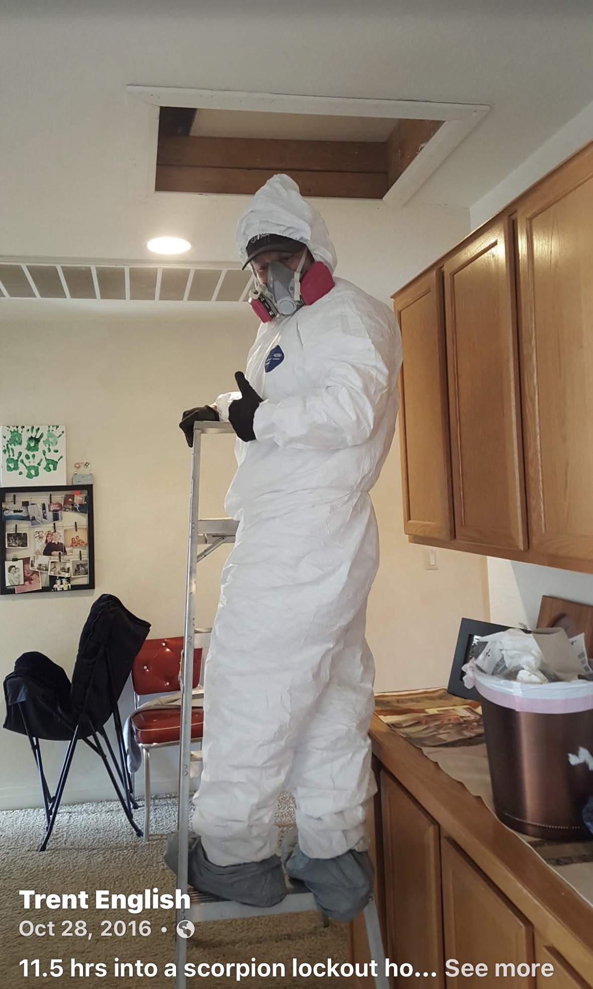Hazmat-suited scorpion lockout treatment